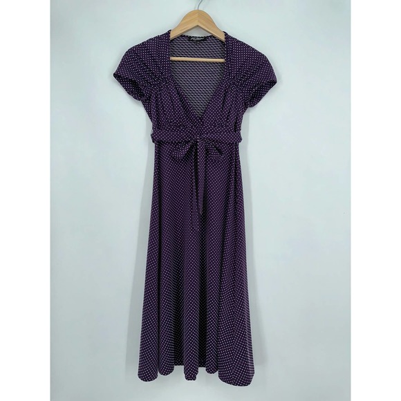 Betsey Johnson Dresses & Skirts - Vintage Y2k Betsey Johnson Fit and Flare Midi Dress Retro Polka Dot 90’s, Purple